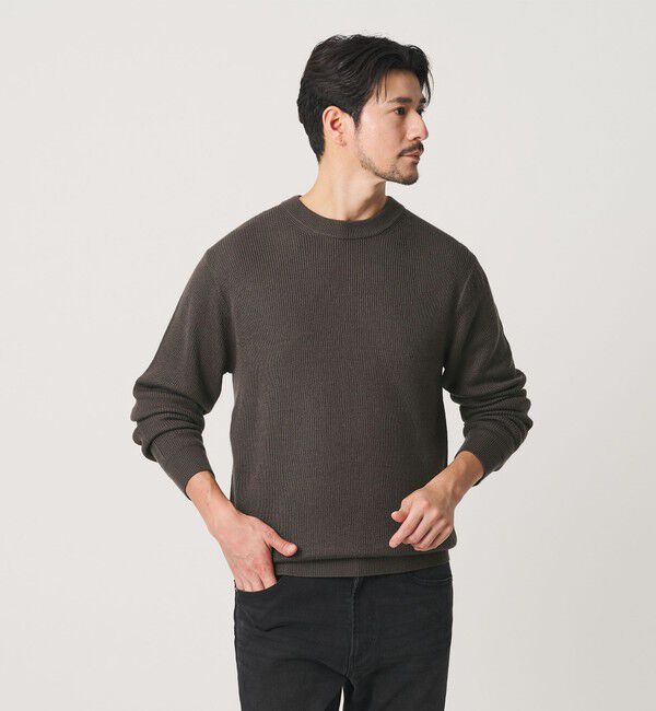 BEAUTY&YOUTH UNITED ARROWS「【WEB限定 WARDROBE SMART】マシーンウォッシャブル ウールミックス アゼ クルーネック」|ニット・セーター|