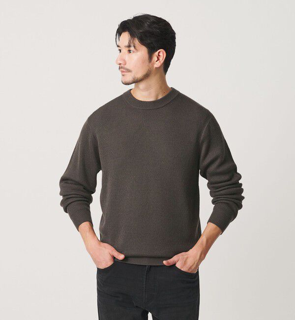BEAUTY&YOUTH UNITED ARROWS「【WEB限定 WARDROBE SMART】マシーンウォッシャブル ウールミックス アゼ クルーネック」|ニット・セーター|