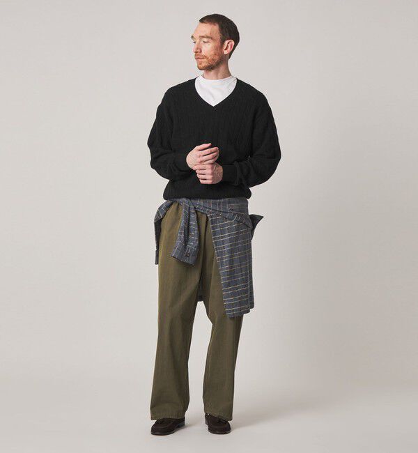 STEVEN ALAN「＜Steven Alan＞ オーストラリアンラムズウール ケーブル Vネック ニット」|ニット・セーター|