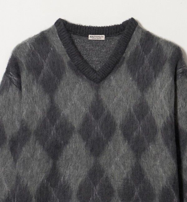BEAUTY&YOUTH UNITED ARROWS「シャギー アーガイル Vネック ニット」|ニット・セーター|