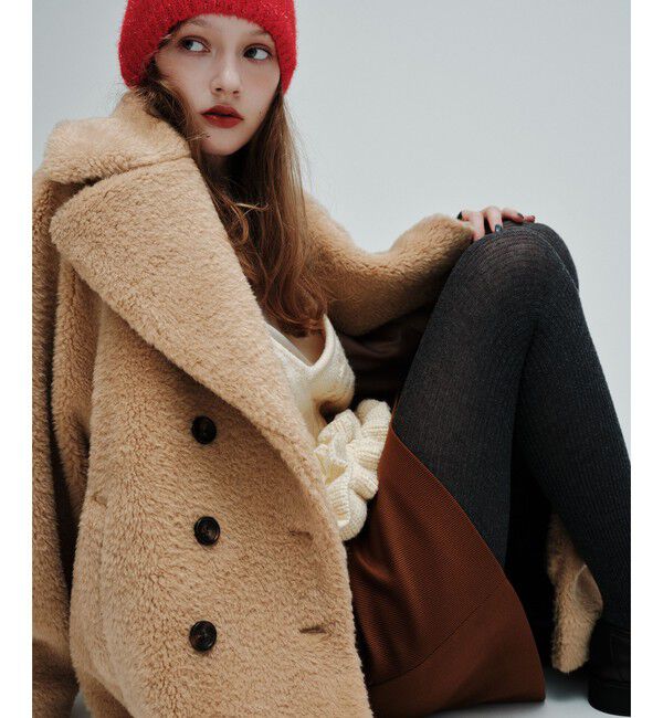 EMMEL REFINES「＜EMMEL REFINES＞EM Wボタン Aライン フェイクファーコート」|その他|BEIGE