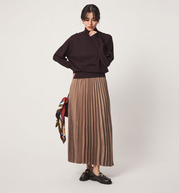 UNITED ARROWS green label relaxing「スウェードライク サテン プリーツ スカート」|フレア|