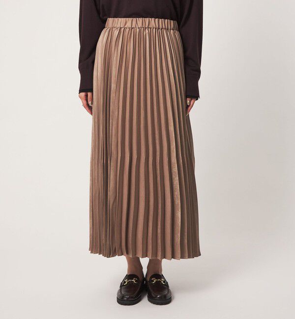 UNITED ARROWS green label relaxing「スウェードライク サテン プリーツ スカート」|フレア|