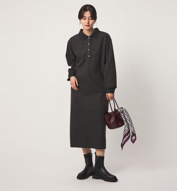 UNITED ARROWS green label relaxing「ウールライク ポロワンピース」|ワンピース|DK.GRAY