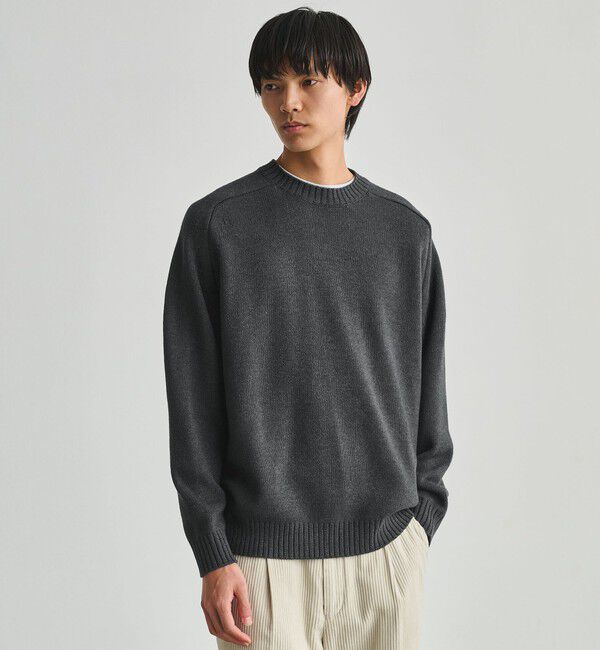 UNITED ARROWS green label relaxing「フェード サドル クルーネック ニット -ハンドウォッシャブル-」|ニット・セーター|DK.GRAY