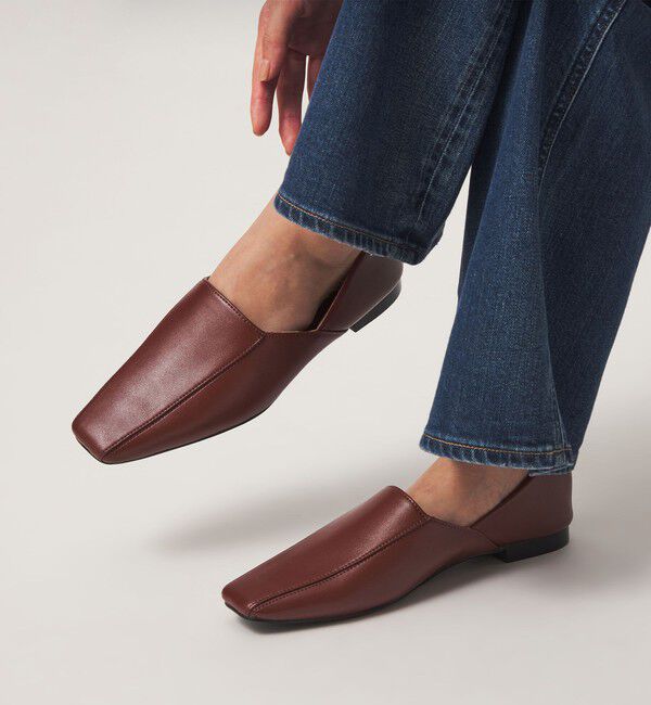 UNITED ARROWS green label relaxing「スクエアトゥ フラットシューズ」|ローファー|BRICK