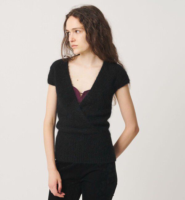 ATTISESSION「＜ATTISESSION＞カシュクール カップスリーブ ニット」|ニット・セーター|BLACK