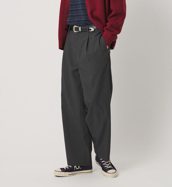 BEAUTY&YOUTH UNITED ARROWS「カルゼ ナイロン 1プリーツ テーパード パンツ NO.10」|チノ|