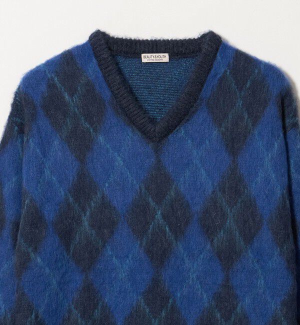 BEAUTY&YOUTH UNITED ARROWS「シャギー アーガイル Vネック ニット」|ニット・セーター|
