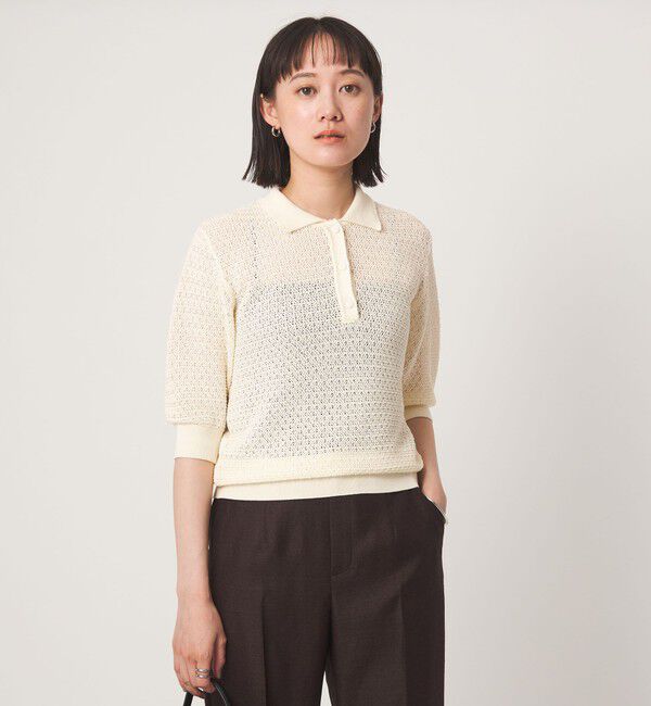 UNITED ARROWS green label relaxing「エリツキ ショートスリーブ ニット」|ニット・セーター|WHITE