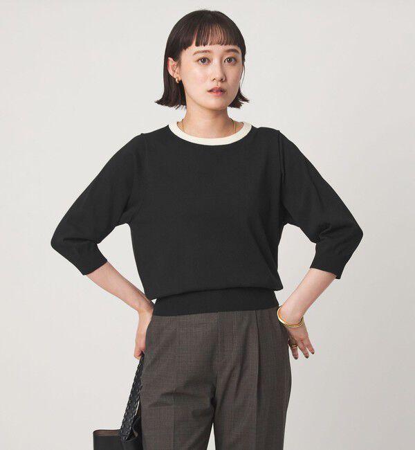 UNITED ARROWS green label relaxing「フォルム スリーブ プルオーバー ニット」|ニット・セーター|BLACK