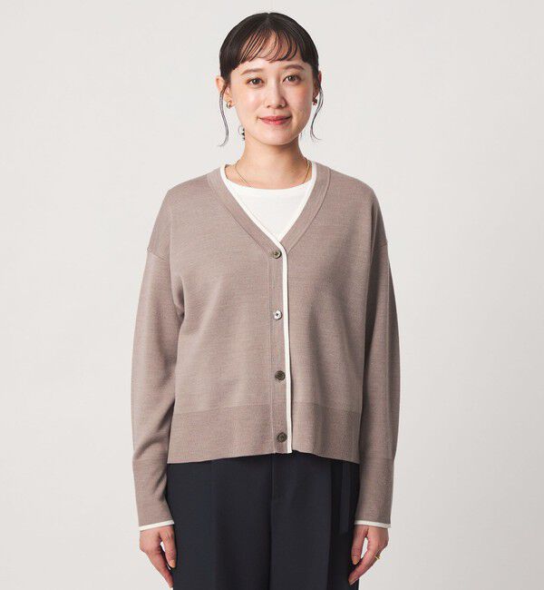 UNITED ARROWS green label relaxing「ウール スムース ワイド Vネック カーディガン ウォッシャブル」|カーディガン|