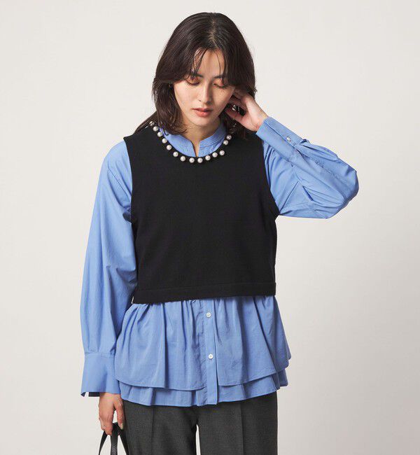 UNITED ARROWS green label relaxing「フェイクパール ボタン ニット ベスト ウォッシャブル」|ベスト・ジレ|