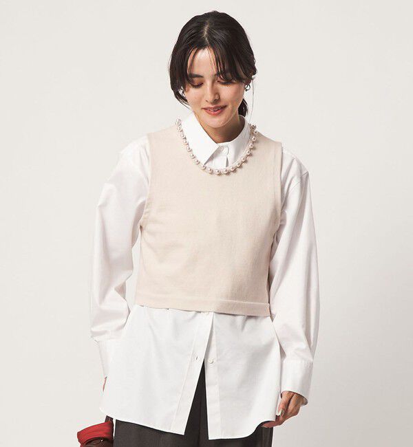 UNITED ARROWS green label relaxing「フェイクパール ボタン ニット ベスト ウォッシャブル」|ベスト・ジレ|