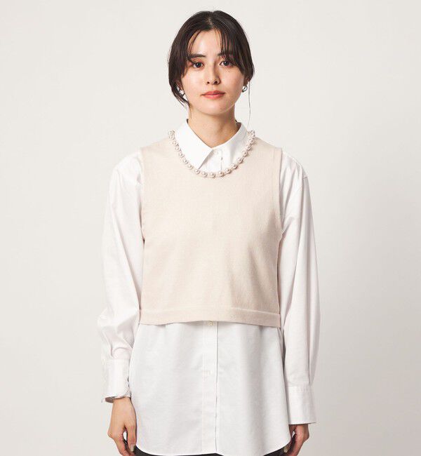 UNITED ARROWS green label relaxing「フェイクパール ボタン ニット ベスト ウォッシャブル」|ベスト・ジレ|