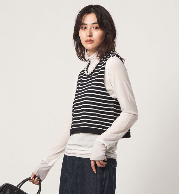 UNITED ARROWS green label relaxing「フェイクパール ボタン ニット ベスト ウォッシャブル」|ベスト・ジレ|