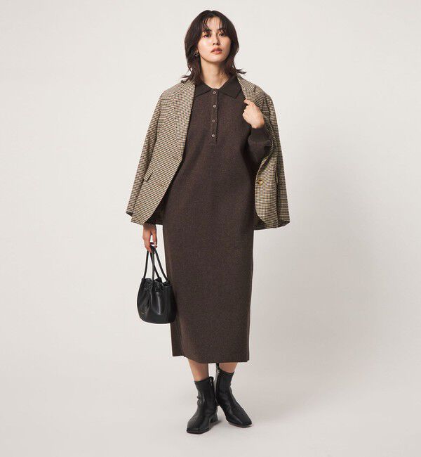 UNITED ARROWS green label relaxing「ウールライク ポロワンピース」|ワンピース|DK.BROWN