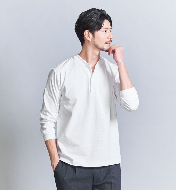 BEAUTY&YOUTH UNITED ARROWS「【WEB限定 WARDROBE SMART】クリア ガスコットン ヘンリーネック カットソー【抗菌・防臭】」|Tシャツ・カットソー|