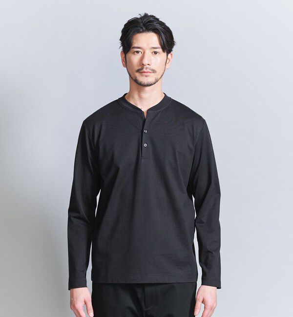 BEAUTY&YOUTH UNITED ARROWS「【WEB限定 WARDROBE SMART】クリア ガスコットン ヘンリーネック カットソー【抗菌・防臭】」|Tシャツ・カットソー|