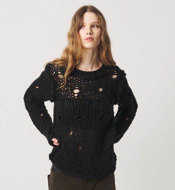 ATTISESSION「＜ATTISESSION＞ホールデザイン ニット」|ニット・セーター|BLACK