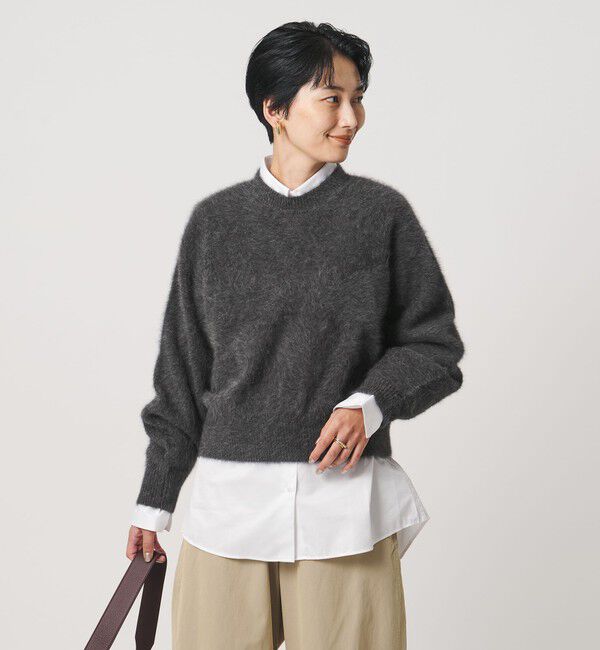 UNITED ARROWS「フォックスカシミヤ クルーネック ショート ニット」|ニット・セーター|