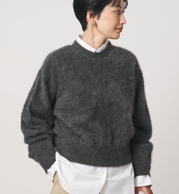 UNITED ARROWS「フォックスカシミヤ クルーネック ショート ニット」|ニット・セーター|