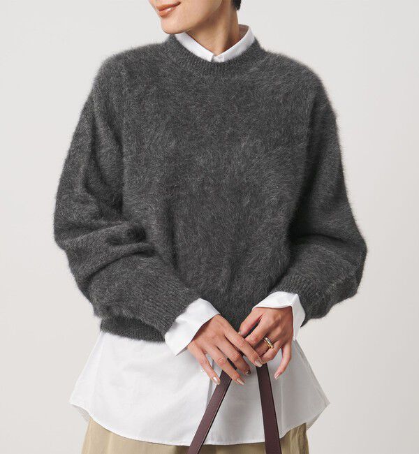 UNITED ARROWS「フォックスカシミヤ クルーネック ショート ニット」|ニット・セーター|