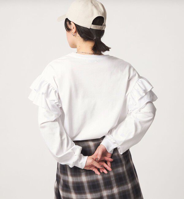 UNITED ARROWS green label relaxing「【WEB限定】＜at ease＞ソデ フリル ロングスリーブ プルオーバー カットソー」|Tシャツ・カットソー|