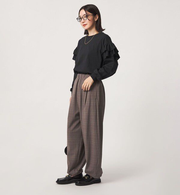 UNITED ARROWS green label relaxing「【WEB限定】＜at ease＞ソデ フリル ロングスリーブ プルオーバー カットソー」|Tシャツ・カットソー|