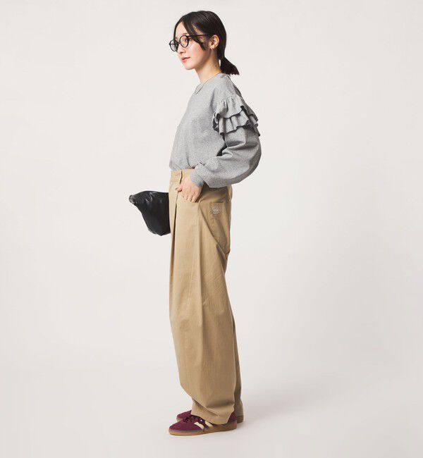 UNITED ARROWS green label relaxing「【WEB限定】＜at ease＞ソデ フリル ロングスリーブ プルオーバー カットソー」|Tシャツ・カットソー|