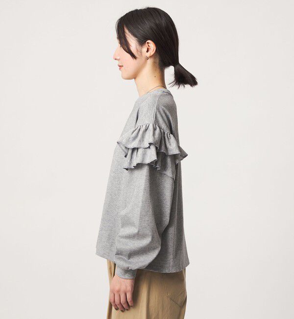 UNITED ARROWS green label relaxing「【WEB限定】＜at ease＞ソデ フリル ロングスリーブ プルオーバー カットソー」|Tシャツ・カットソー|