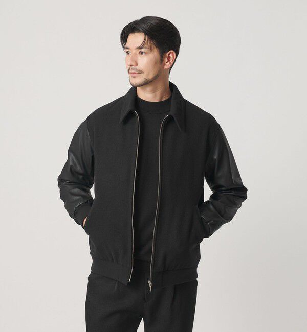 BEAUTY&YOUTH UNITED ARROWS「【WEB限定 WARDROBE SMART】ブラックメルトン レザーライク ジップ ブルゾン」|その他|