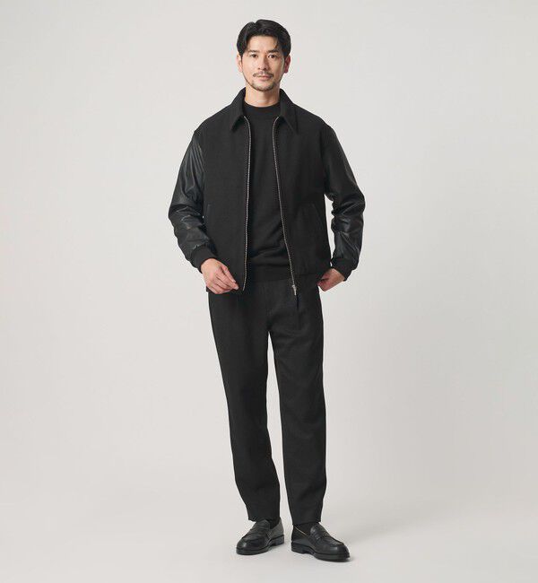 BEAUTY&YOUTH UNITED ARROWS「【WEB限定 WARDROBE SMART】ブラックメルトン レザーライク ジップ ブルゾン」|その他|