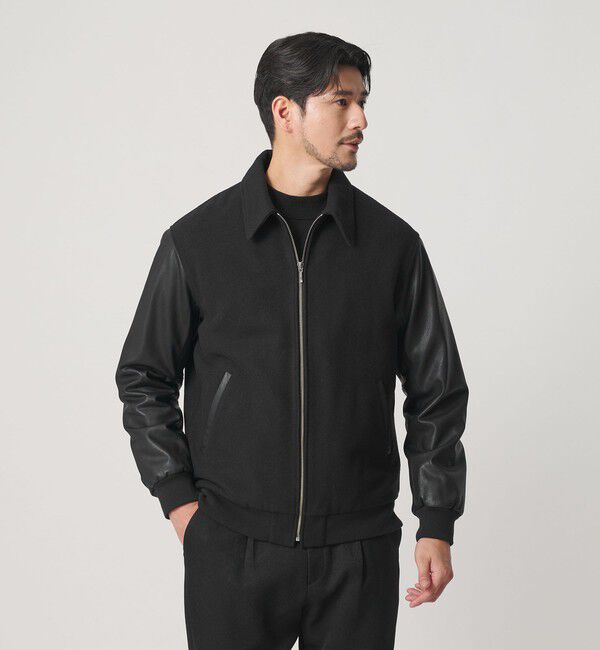 BEAUTY&YOUTH UNITED ARROWS「【WEB限定 WARDROBE SMART】ブラックメルトン レザーライク ジップ ブルゾン」|その他|