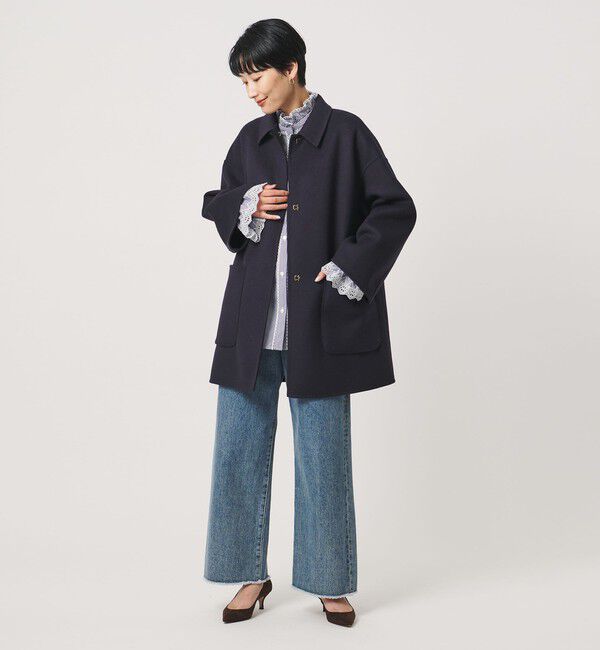 UNITED ARROWS「バイカラー リバー ステンカラー コート」|ステンカラーコート|