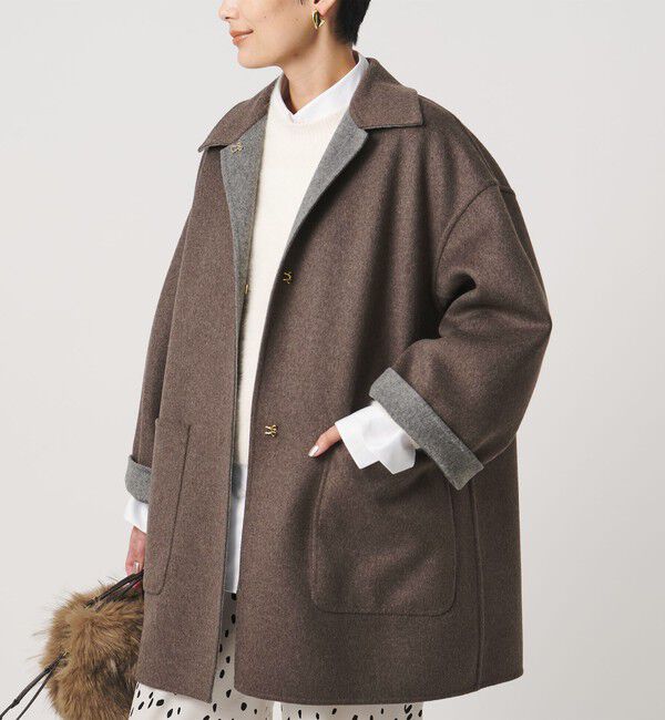 UNITED ARROWS「バイカラー リバー ステンカラー コート」|ステンカラーコート|