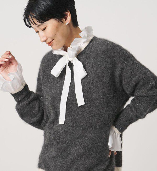 UNITED ARROWS「フォックスカシミヤ スパンコール クルーネック ニット」|ニット・セーター|