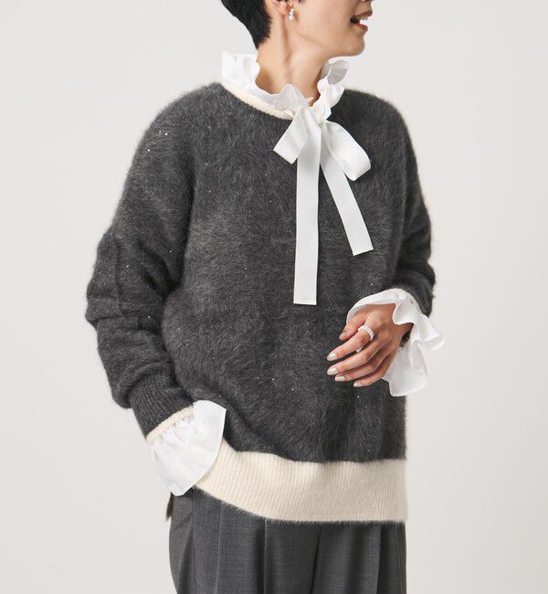 UNITED ARROWS「フォックスカシミヤ スパンコール クルーネック ニット」|ニット・セーター|
