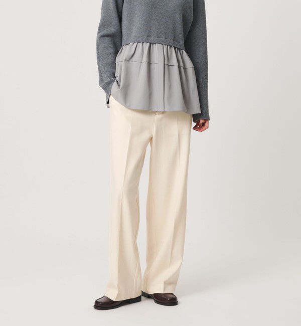 BEAUTY&YOUTH UNITED ARROWS「裏起毛バックゴム ストレートパンツ ウォッシャブル」|スラックス|OFF WHITE