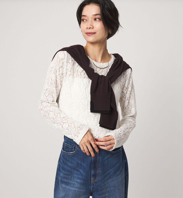 UNITED ARROWS green label relaxing「【WEB限定】＜at ease＞レース プルオーバー カットソー」|Tシャツ・カットソー|