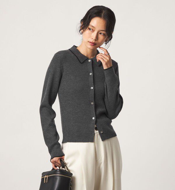 UNITED ARROWS green label relaxing「ウール リブ 襟付き ニット カーディガン ウォッシャブル」|カーディガン|