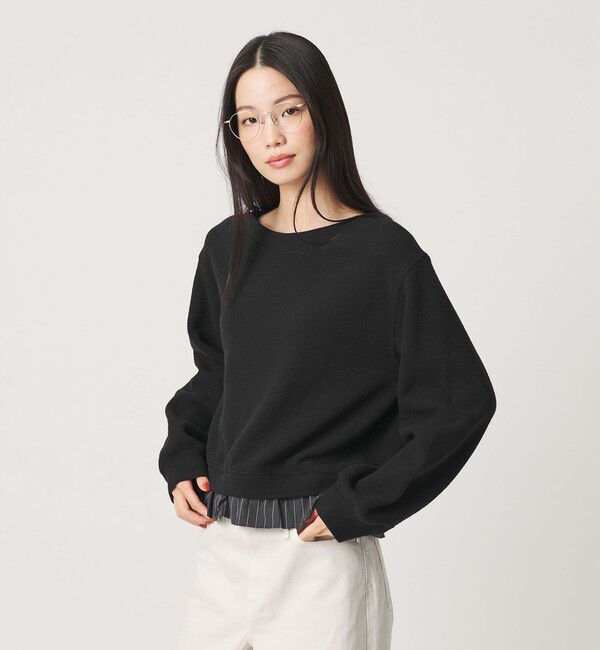 BEAUTY&YOUTH UNITED ARROWS「コットン ダブルフェイス ドッキング プルオーバー」|Tシャツ・カットソー|BLACK