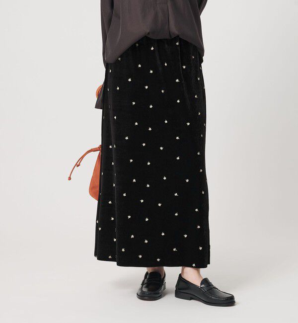 BEAUTY&YOUTH UNITED ARROWS「フラワー エンブロイダリー ベロア スカート ウォッシャブル」|スカート|WHITE