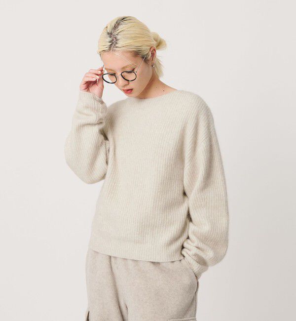 BEAUTY&YOUTH UNITED ARROWS「フォックスブレンド ボリュームスリーブ ボートネックニットプルオーバー」|ニット・セーター|