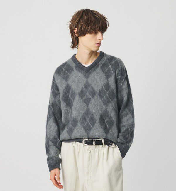 BEAUTY&YOUTH UNITED ARROWS「シャギー アーガイル Vネック ニット」|ニット・セーター|