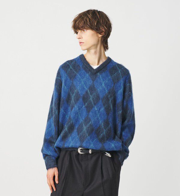 BEAUTY&YOUTH UNITED ARROWS「シャギー アーガイル Vネック ニット」|ニット・セーター|