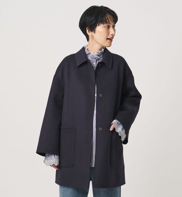 UNITED ARROWS「バイカラー リバー ステンカラー コート」|ステンカラーコート|