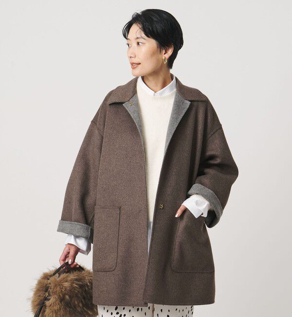 UNITED ARROWS「バイカラー リバー ステンカラー コート」|ステンカラーコート|