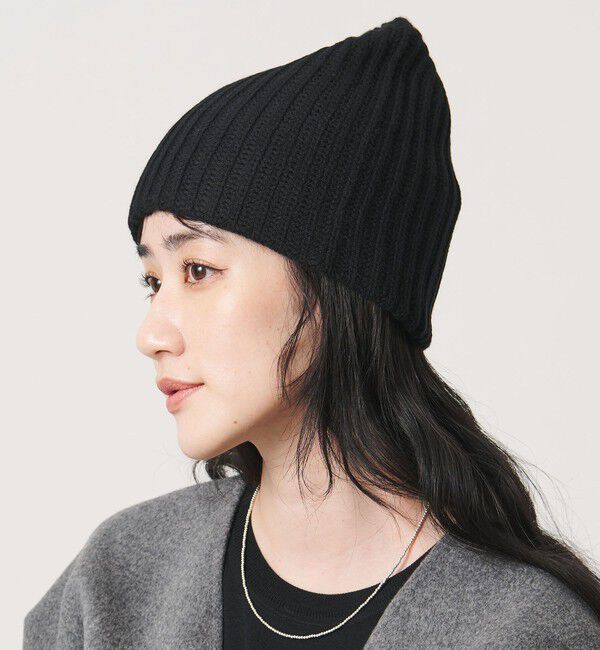 UNITED ARROWS「ウール/カシミヤ アゼ ニットキャップ」|ニット帽|BLACK