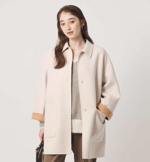 UNITED ARROWS「バイカラー リバー ステンカラー コート」|ステンカラーコート|OFF WHITE